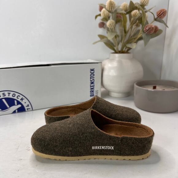 Birkenstock Kaprun Rivet Felt Mule Doubleface Khaki Kids 8/EU26 Narrow Fit NWB - Picture 6 of 10